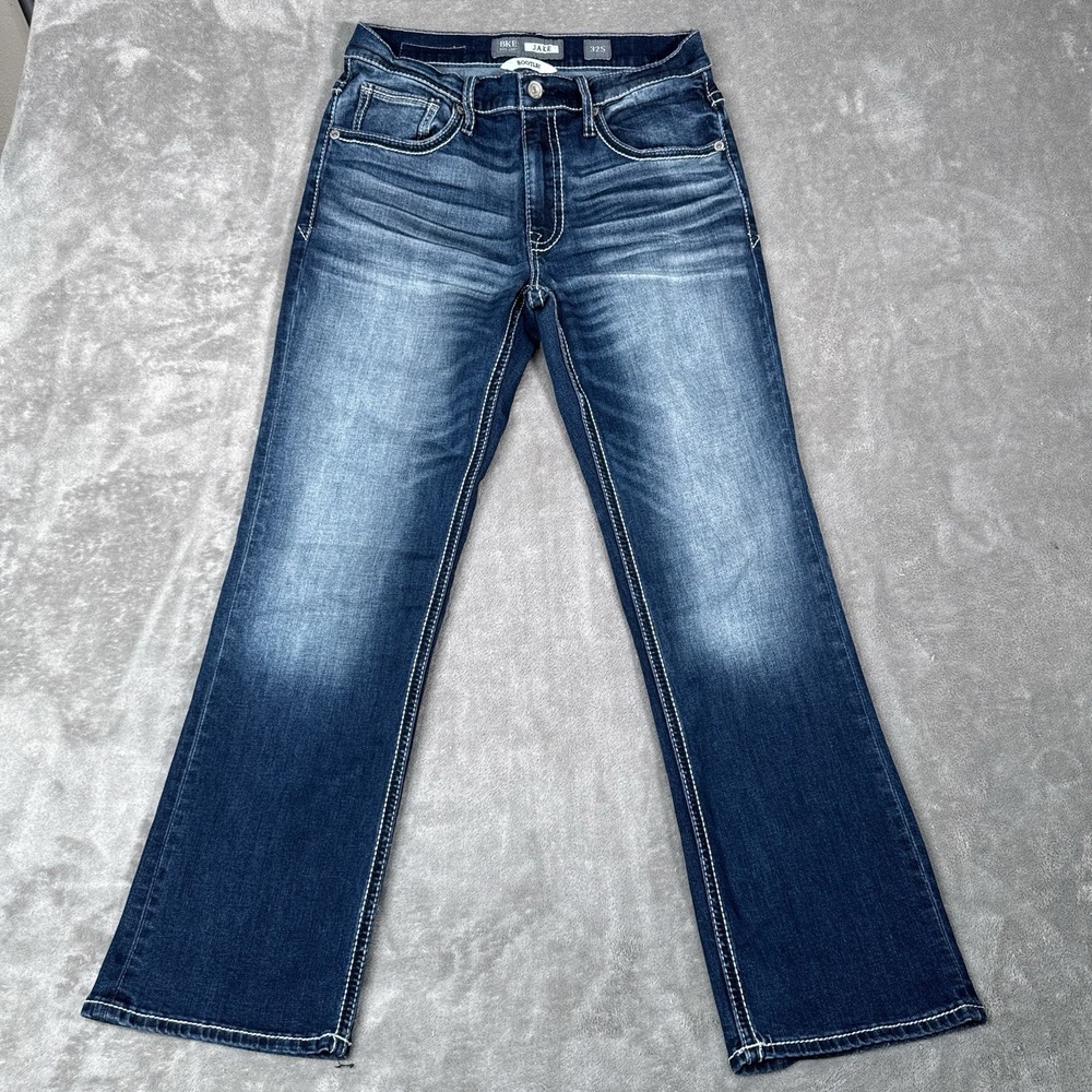 BKE Jake Bootleg Jeans Mens 32x29 32S Blue Mediu Dark Wash Bootcut Stretch Denim